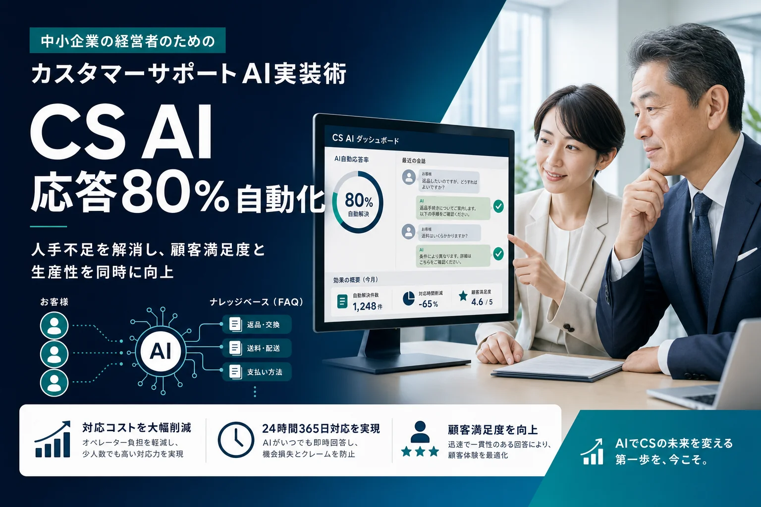 カスタマーサポートAIで応答80%自動化｜中小企業実装術