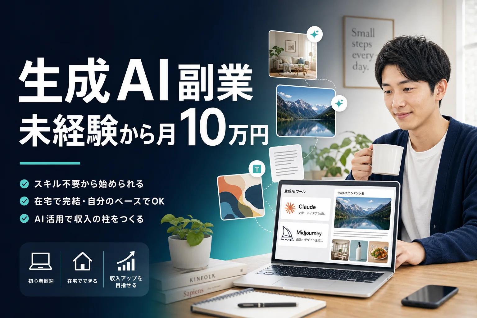 生成AI 副業｜アイキャッチ（OGP / 記事冒頭・配置: hero）