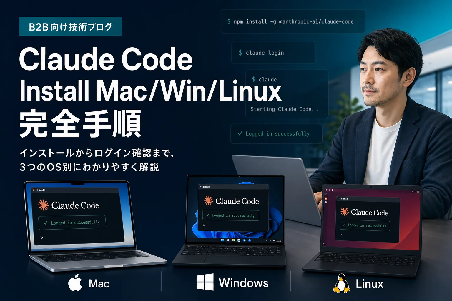 Claude Codeインストール完全手順｜Mac・Win・Linux