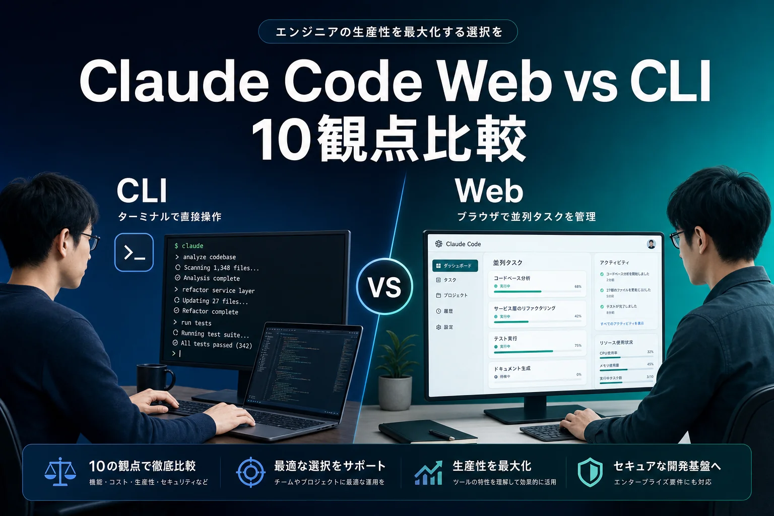 Claude Code Web vs CLI｜10観点で使い分け方を整理