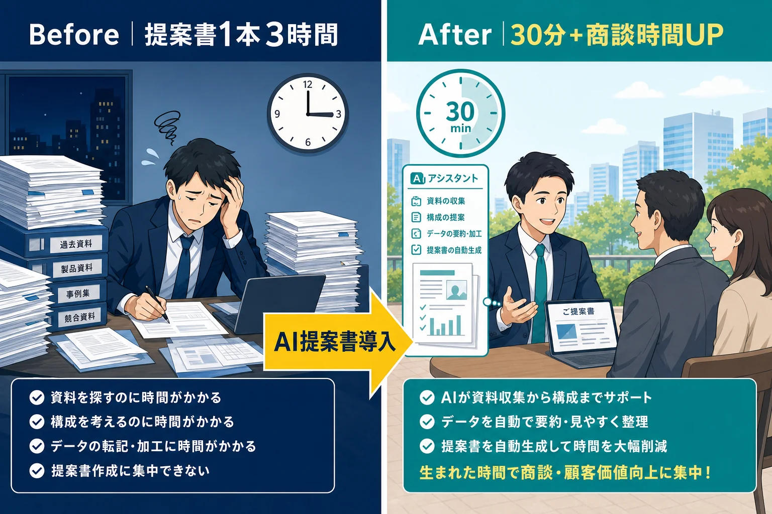 diagram-1（Before/After 提案書地獄からの解放） - 提案書 ai