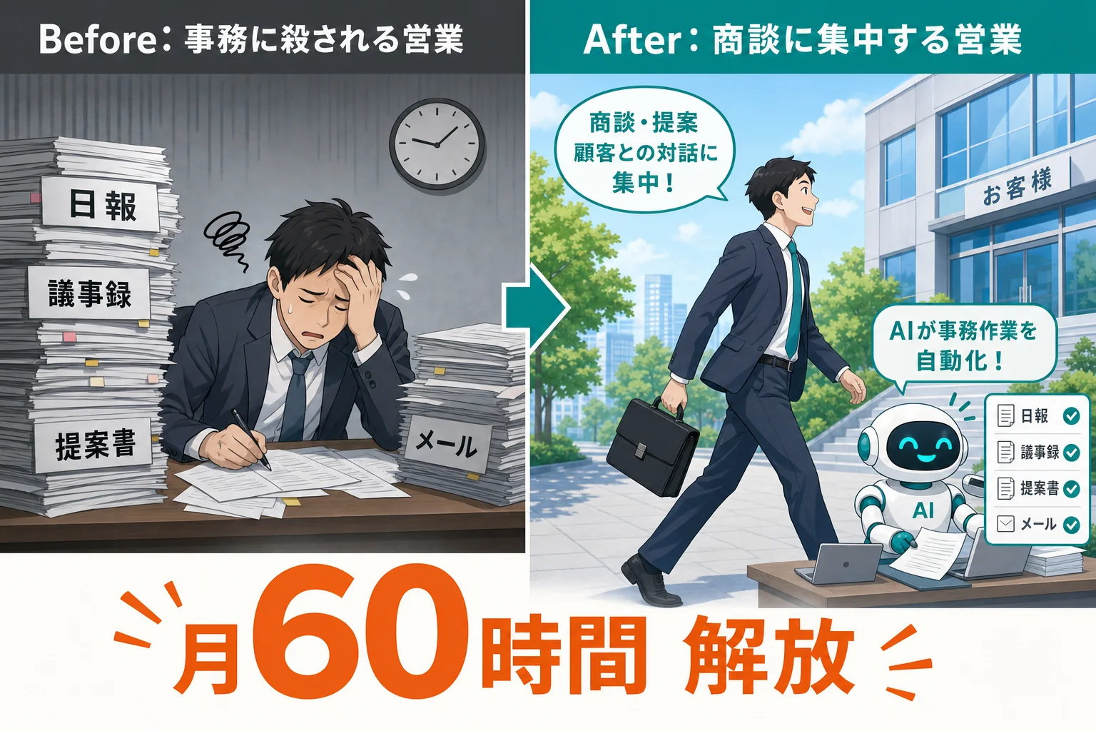 Before/Afterフロー図（記事3章直後） - 営業 自動化