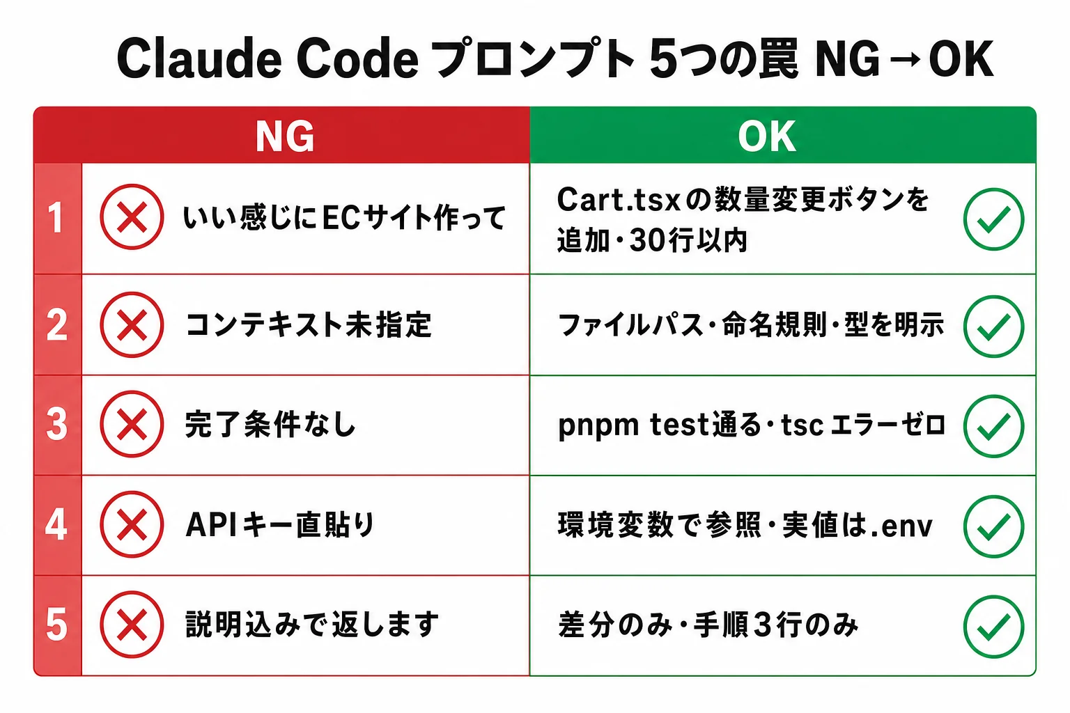 diagram-2（NG/OK プロンプト比較・配置: 4章末尾） - Claude Code プロンプト 書き方